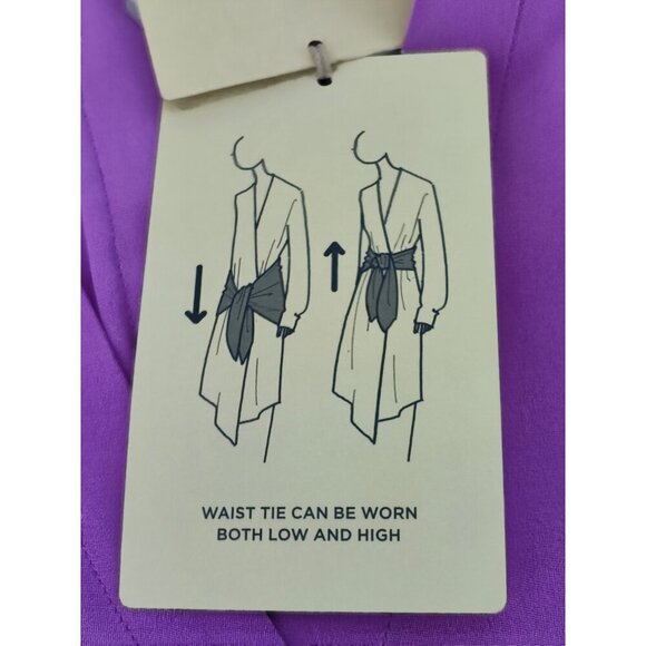 Tibi Chalky Drape Long Sleeve Purple Midi Wrap Silk Dress US 4 - Picture 9 of 14